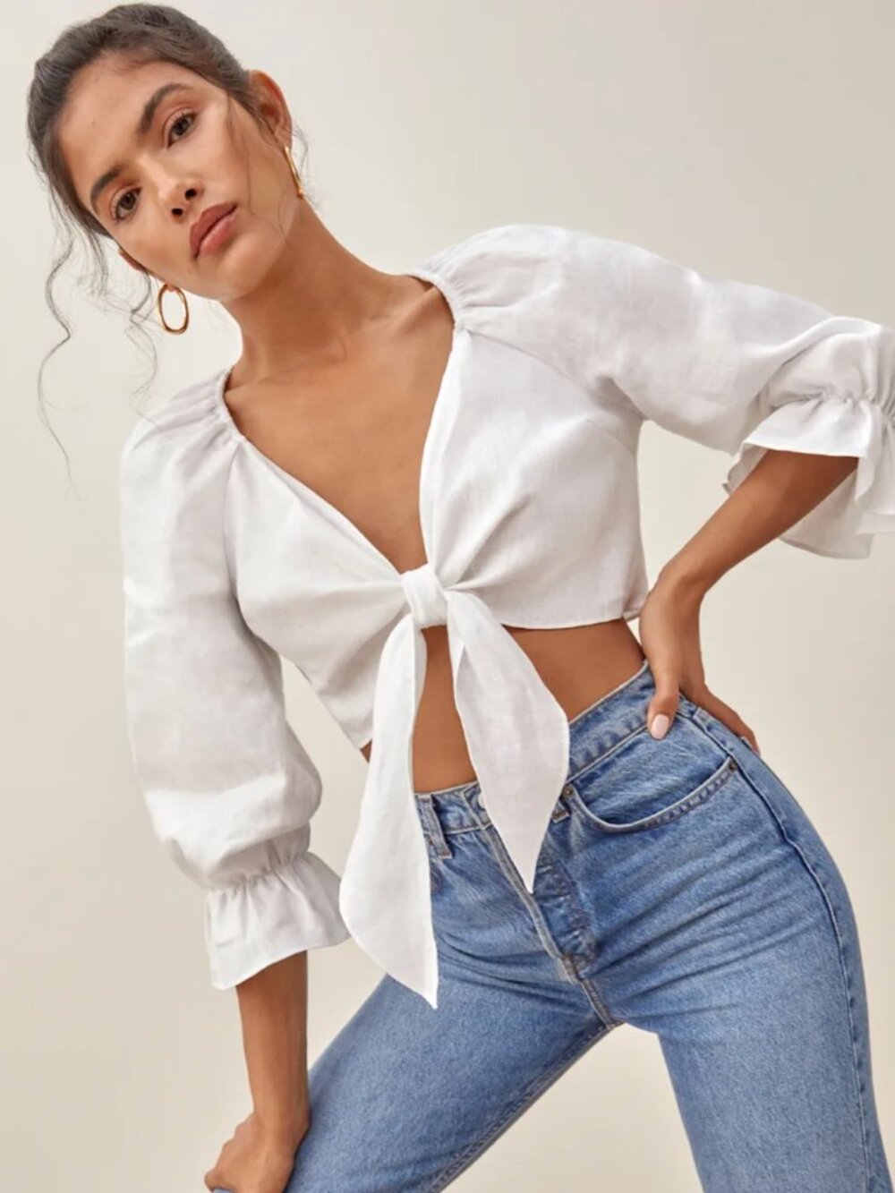 Reformation Hummingbird Linen Top | M